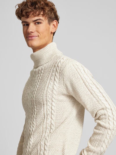 Blend Strickpullover mit Zopfmuster Offwhite 3