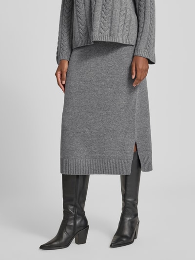 MOS MOSH Wollen rok met geribde zoom, model 'Bryndis' Donkergrijs - 4