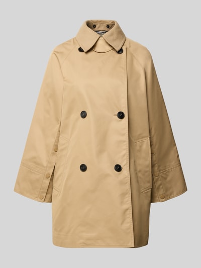 Produktfoto, Regular Fit Trenchcoat mit Steppeinsatz Modell 'MANNA' von Weekend Max Mara in Beige, unifarben, Baumwoll-Mix, Umlegekragen, doppelreihige Knopfleiste, lange Ärmel, geknöpfte Seitenschlitze, seitliche Leistentaschen