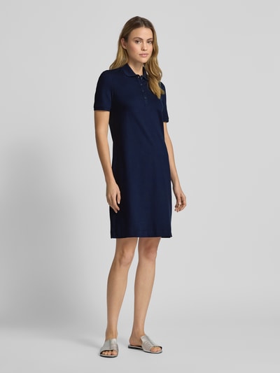 Christian Berg Woman Knielanges Polokleid mit Strukturmuster Dunkelblau 1