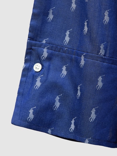 Polo Ralph Lauren Nachthemd met korte knoopsluiting, model 'Jaquard Polo Player' Marineblauw - 2