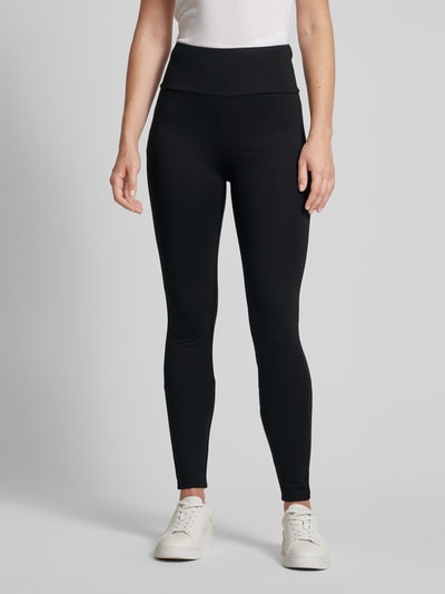 YAS Skinny fit legging met brede band, model 'AZZURRO' Metallic zwart - 4