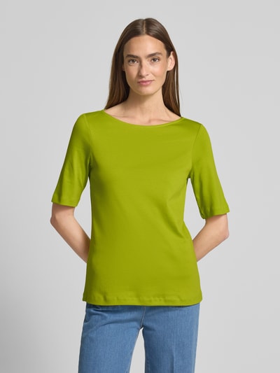 Christian Berg Woman T-shirt z dekoltem w łódkę Jabłkowozielony 4
