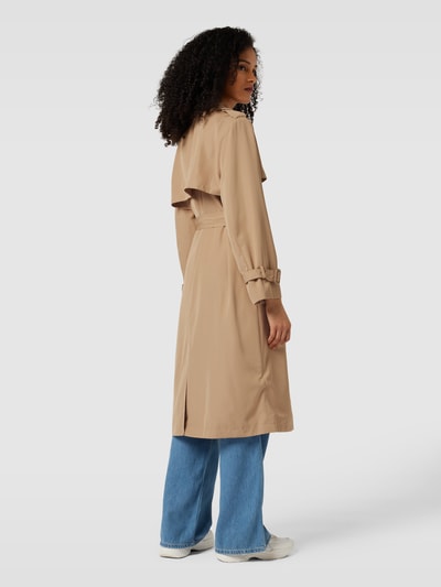 WITHBLACK Lange jas met stoffen ceintuur Camel - 5