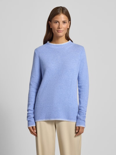 Christian Berg Woman Regular Fit Longsleeve aus reiner Wolle in Strick-Optik Jeansblau 4