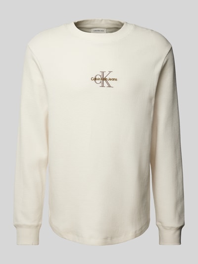 Calvin Klein Jeans Longsleeve mit Logo-Stitching Beige 2