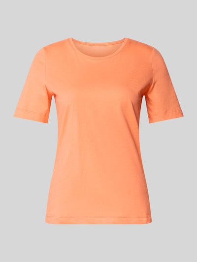Produktfoto, T-Shirt mit Rundhalsausschnitt von Christian Berg Woman in Orange, reine Baumwolle, Regular Fit, halbarm, glatte Textur