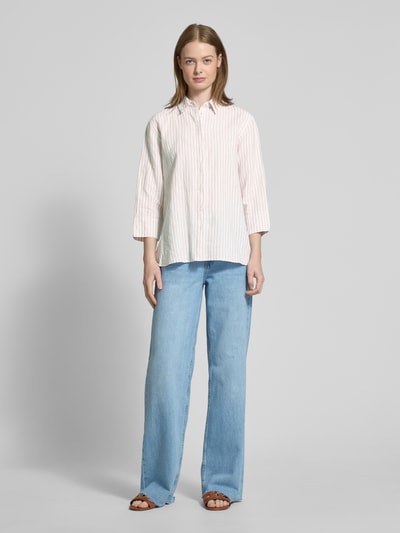 Brax Regular fit linnen blouse met 3/4-mouwen, model 'Vickie' Beige - 1