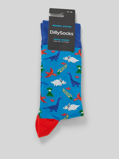 DillySocks Sokken met motiefstitching, model 'Dinosaurs Superstars' Lichtblauw - 3