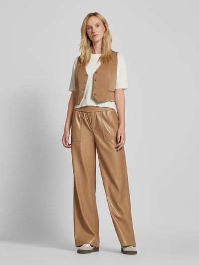 ROSNER Wide leg broek in leerlook, model 'Mara' Beige - 1