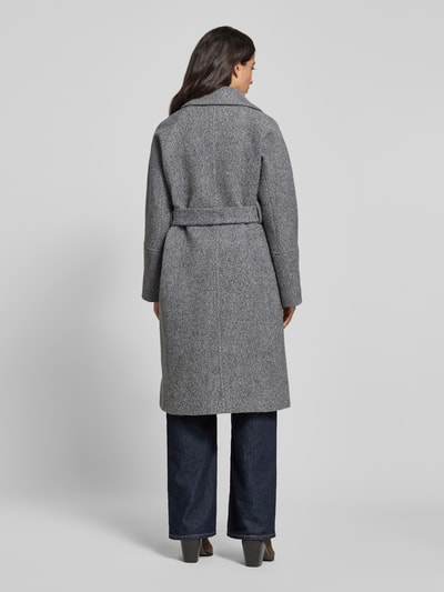 Lanius Płaszcz z żywej wełny z wiązanym paskiem Niebieski melanż 5