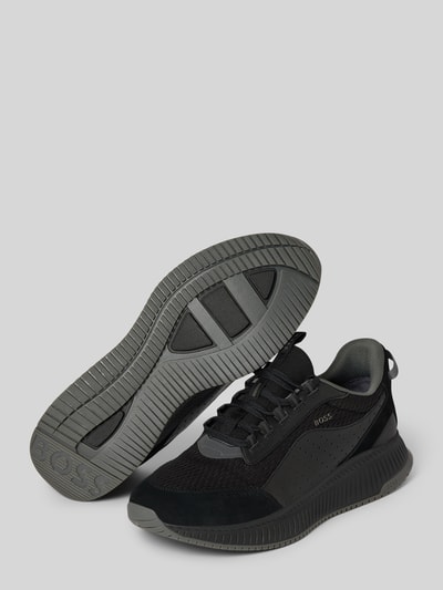 BOSS Ledersneaker mit Label-Details Black 4