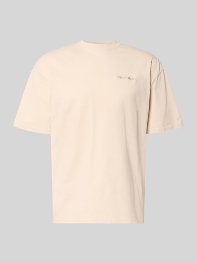 Produktfoto, Oversized T-Shirt mit Label-Stitching von Pegador aus Baumwoll-Mix in Beige, Rundhalsausschnitt, Rückenlänge 70 cm bei Größe M