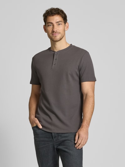 Tom Tailor Denim Regular Fit T-Shirt in Waffelstruktur Anthrazit 4