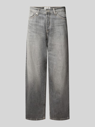 Produktfoto, Straight Fit Jeans aus reiner Baumwolle im Used-Look von JACK & JONES, grauer Denim mit 5-Pocket-Design, Struktur und Details sichtbar