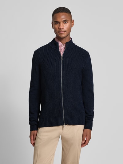 MAERZ Muenchen Strickjacke aus Schurwolle mit Zweiwege-Reißverschluss Jeansblau 4
