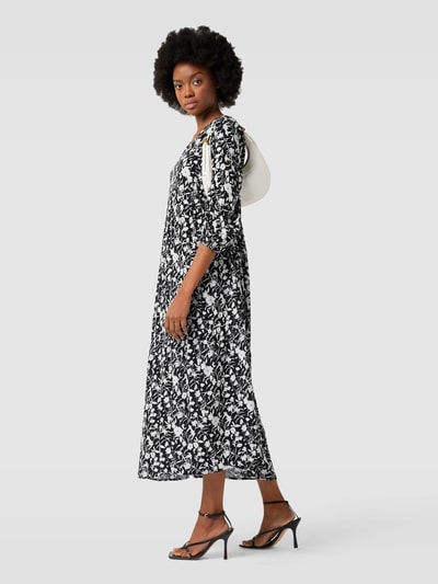 WHITE LABEL Midi-jurk van viscose met all-over bloemenmotief Zwart - 1