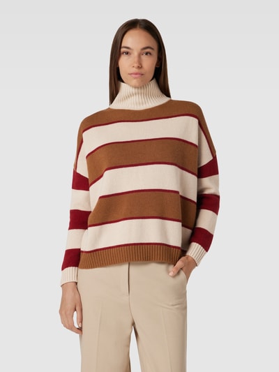 Weekend Max Mara Gebreide pullover met opstaande kraag, model 'BENITO' Camel gemêleerd - 4