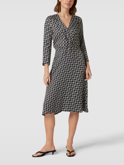 comma Midikleid mit Allover-Muster Modell 'Februar' Schwarz 1