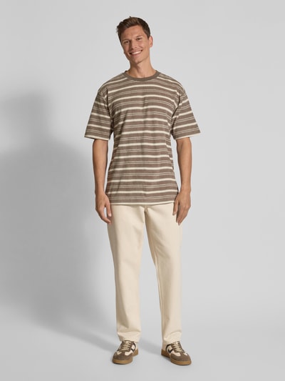 Lindbergh Oversized T-shirt met ronde hals Lichtbruin - 1