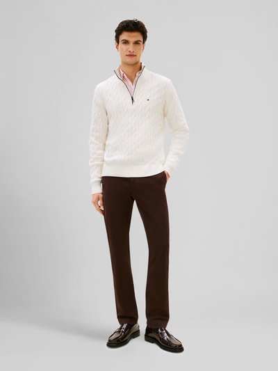 Tommy Hilfiger Troyer o kroju regular fit z czystej bawełny z wyhaftowanym logo Écru 1