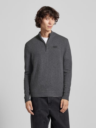 Superdry Sweter z dzianiny ze stójką Ciemnoszary 4