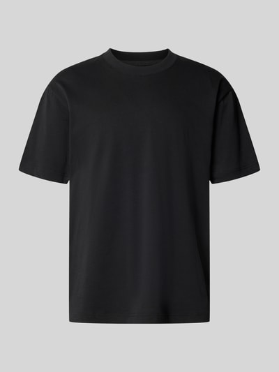 Produktfoto, Relaxed Fit T-Shirt aus reiner Baumwolle von Marc O'Polo, schwarz, unifarben, Rundhals, kurzer Ärmel, Feinripptextur