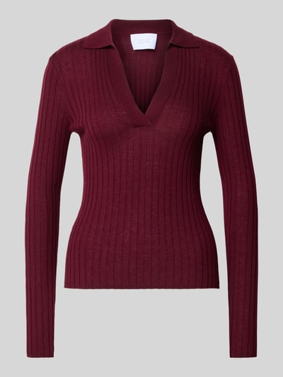 Style Icon Collection Ribgebreide pullover van wol  Bordeaux - 2