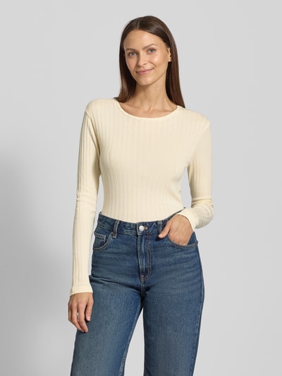 Marc O'Polo Slim Fit Langarmshirt aus Baumwoll-Modal-Mix  Offwhite 4