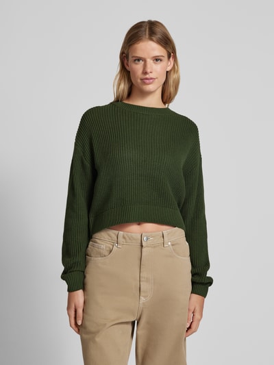 Noisy May Gebreide pullover met ronde hals, model 'MAYSA' Donkergroen - 4