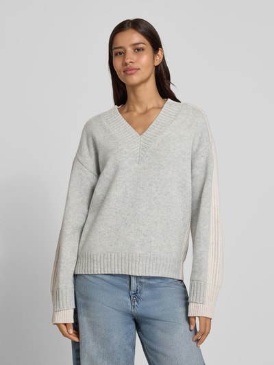Drykorn Strickpullover aus Schurwolle Modell 'PASELIA' Hellgrau Melange 4