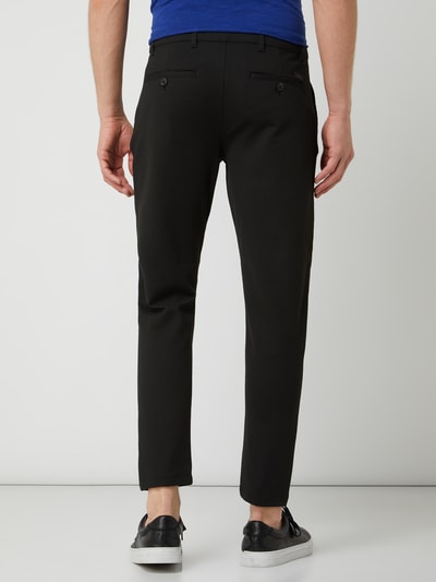 !Solid Skinny fit chino met stretch, model 'Dave Barro' Zwart - 5
