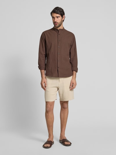 SELECTED HOMME Regular Fit Bermudas mit Strukturmuster Modell 'BRODY' Beige 1