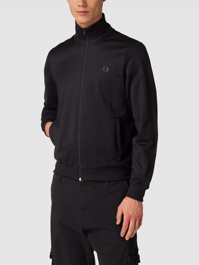 Fred Perry Sweatjacke mit Label-Stitching Schwarz 4