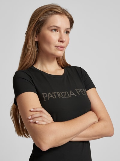 Patrizia Pepe T-shirt met label met strass-steentjes Zwart - 3