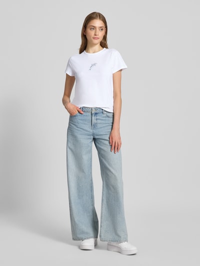 Review T-shirt z nadrukiem z motywem i logo Biały 1