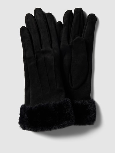 EEM Handschoenen met imitatiebont in effen design Zwart - 1