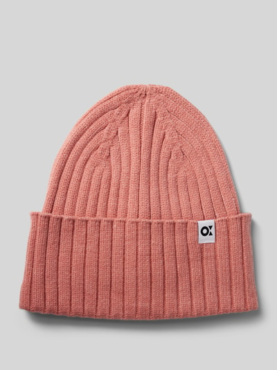 OPUS Czapka beanie z detalem z logo model ‘Adela’ Łososiowy 1