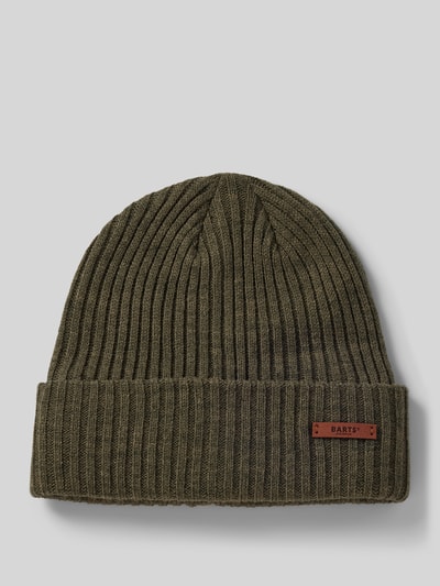 Barts Beanie met labeldetail, model 'WILBERT' Olijfgroen - 1