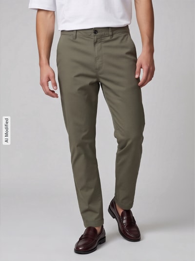 Tom Tailor Denim relaxed fit chino van katoenmix Olijfgroen - 4
