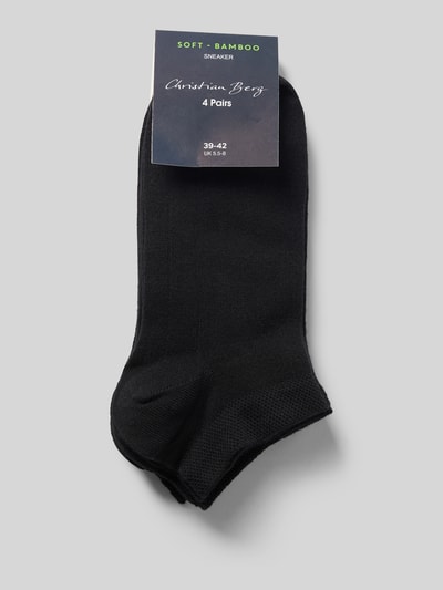 Produktfoto, Slim Fit Socken aus Viskose-Mix im 4er-Pack von Christian Berg Men, schwarze Herren Socken, feine Textur, Knöchellänge