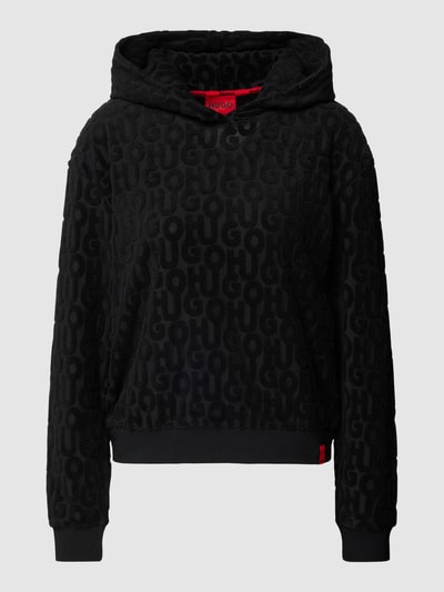 HUGO Hoodie mit Label-Strukturmuster Modell 'TERRY ME' Black 2