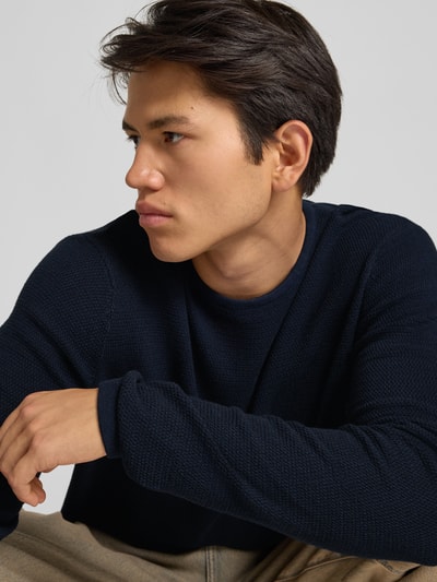 Jack & Jones Strickpullover mit Rundhalsausschnitt Modell 'GEORGE' Marine 3