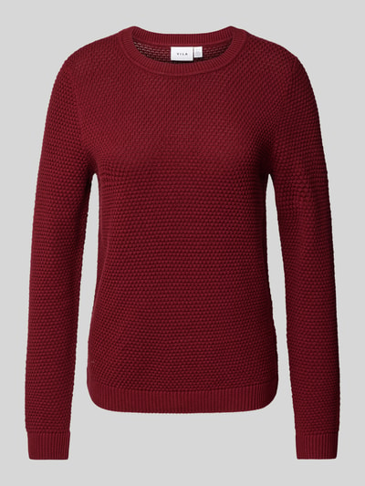 Vila Gebreide pullover met broderie anglaise, model 'dalo' Bordeaux - 2