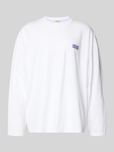 Produktfoto, weißes Herren Longsleeve mit Logo-Print, Loose-Fit, Reine Baumwolle, Modell 'GIXY' von American Vintage, Rundhalsausschnitt
