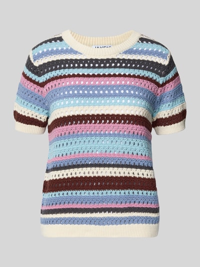 Jake*s Casual Strickshirt mit Lochmuster Bleu 2