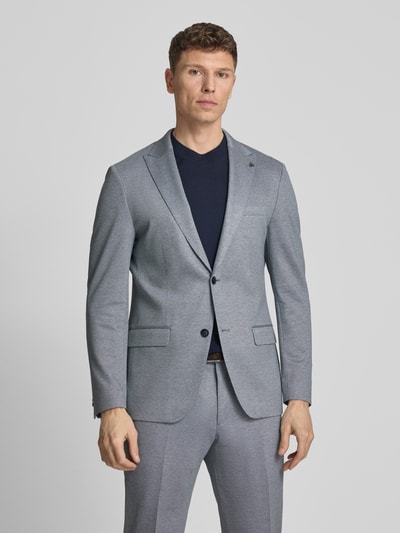 Männermodel trägt Extra Slim Fit Anzug in Unifarbenes-Design von Roy Robson aus Viskose-Mix mit Stretch-Anteil, Ganzkörperansicht von vorne.