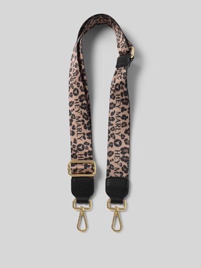 Productfoto, Strap met all-over dierenprint Model 'Leo' van Hey Marly, verstelbaar design met logodetail, bruin en zwart, gladde textuur