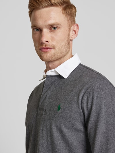 Polo Ralph Lauren Rugby-Shirt mit Label-Stitching Mittelgrau 3