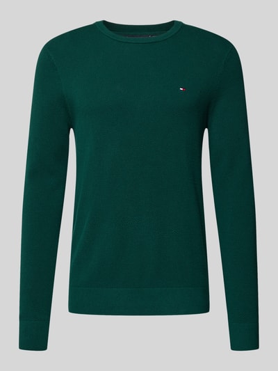 Tommy Hilfiger Regular fit gebreide pullover van zuiver katoen Flessengroen - 2